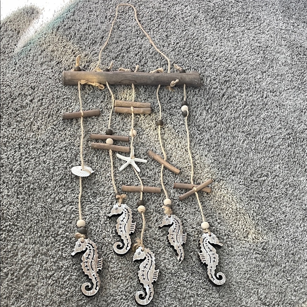 Nautical Driftwood Seahorse Wall Hanging Decor